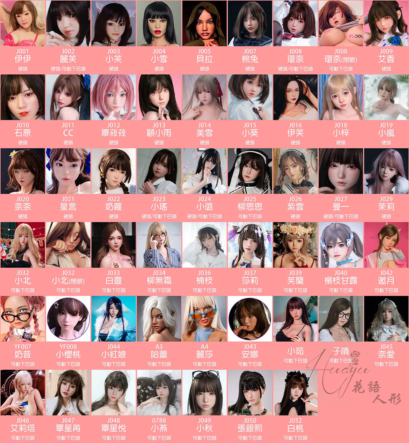 FUDOLL 頭雕列表/頭型目錄