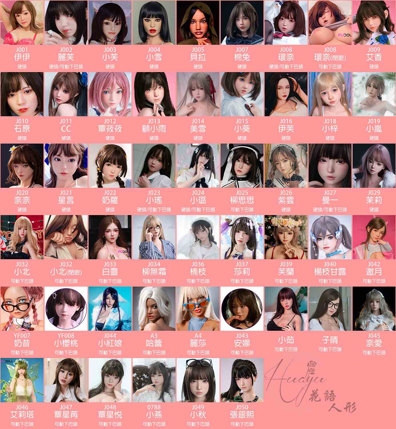 FUDOLL 頭雕列表/頭型目錄